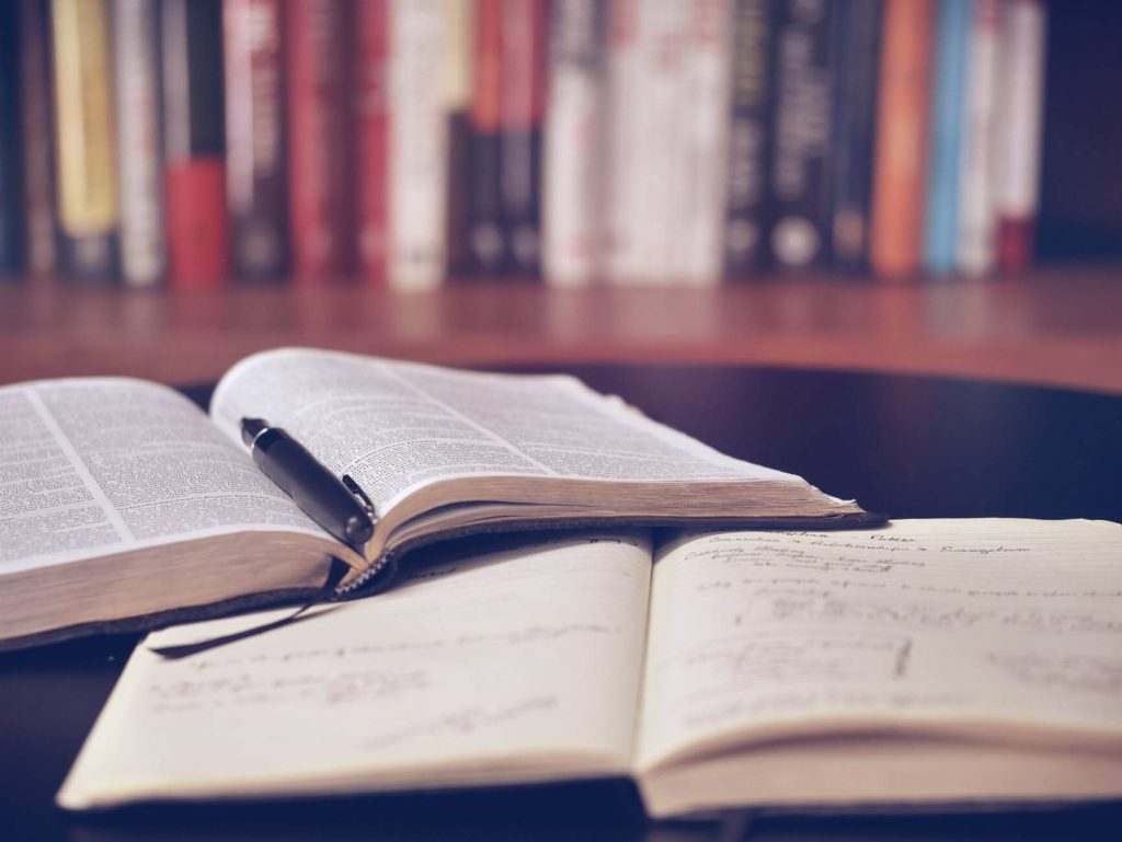 Two books in a library