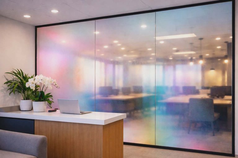 dichroic window film in an office